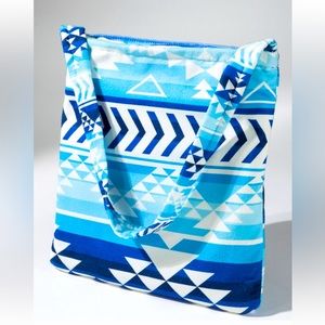 2 in 1 Blue Southwestern Tribal Pattern Beach Tote Bag and Towel